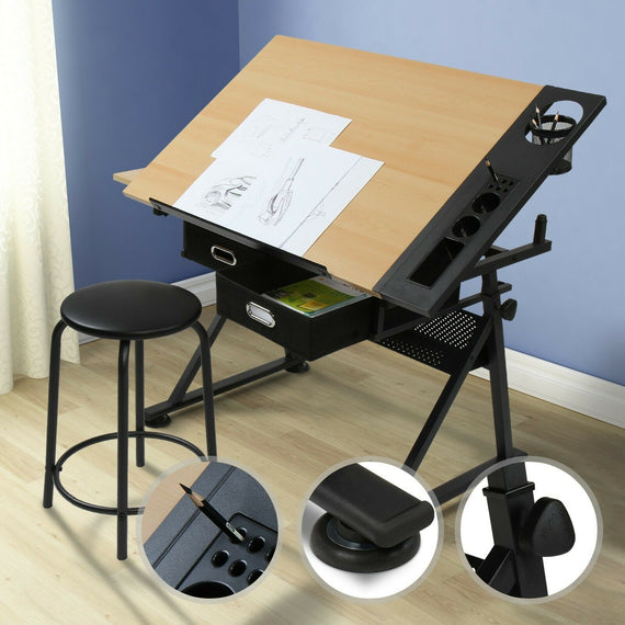 Tekentafel met kruk werktafel computertafel in hoogte verstelbaar NIEUW
